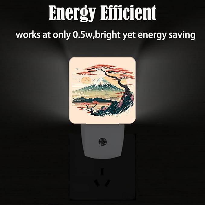 Mount Fuji Night Light,Plug-in Night Lights with Dusk to Dawn Sensor for Stairway,Hallway,Bedroom Sleep Friendly Ideal for Women/Girls/Boys Gift,0.5w