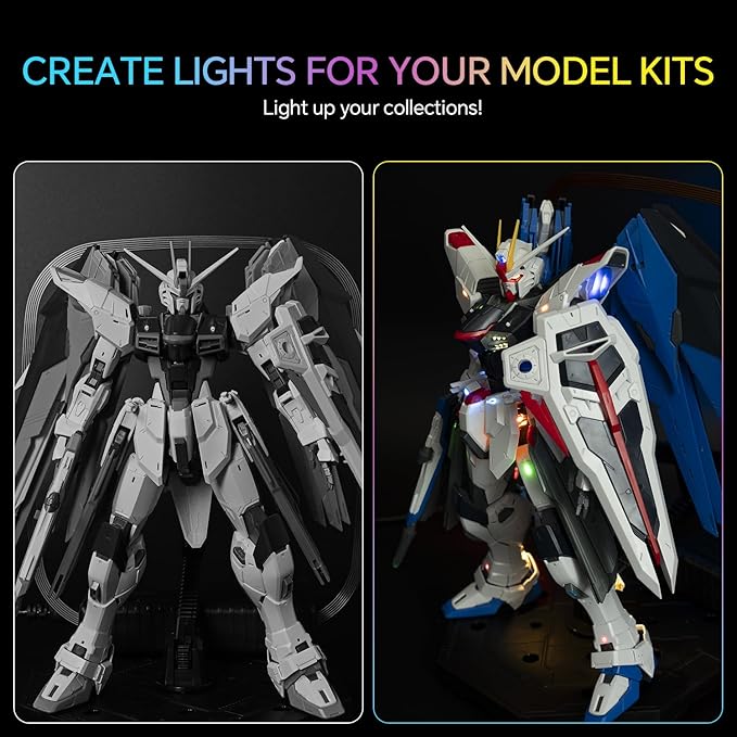4th gen Wireless LED Light Set Compatible for Gundam MG Model, for Gunplas MG RG HG MGSD Q Kits, Wireless Induction LED Lights, Model Add Lamp Beads (LBASE-4th)
