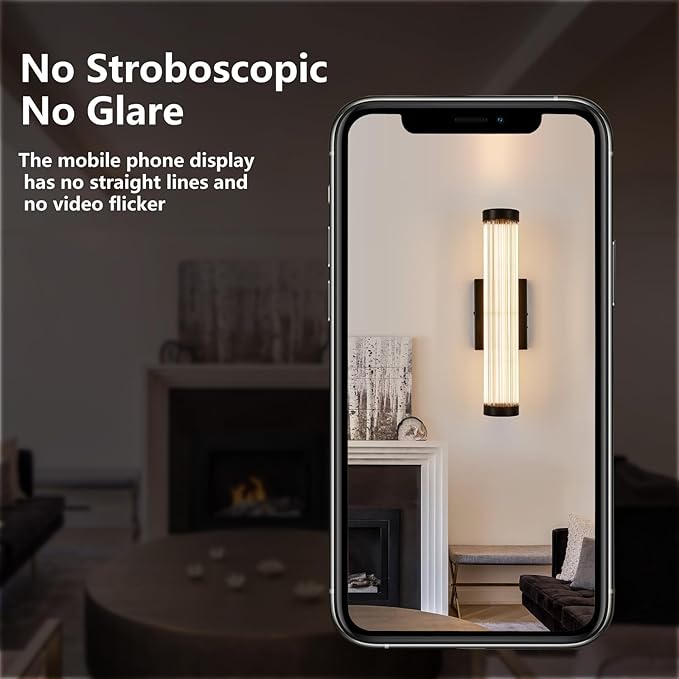 Black Modern LED Wall Sconce, 16.5" Black Bathroom Sconces with Clear Glass, 3CCT Dimmable Hardwired Sconces Wall Decor Lighting Indoor Light fixtures for Bathroom Living Room Hallway Bedroom