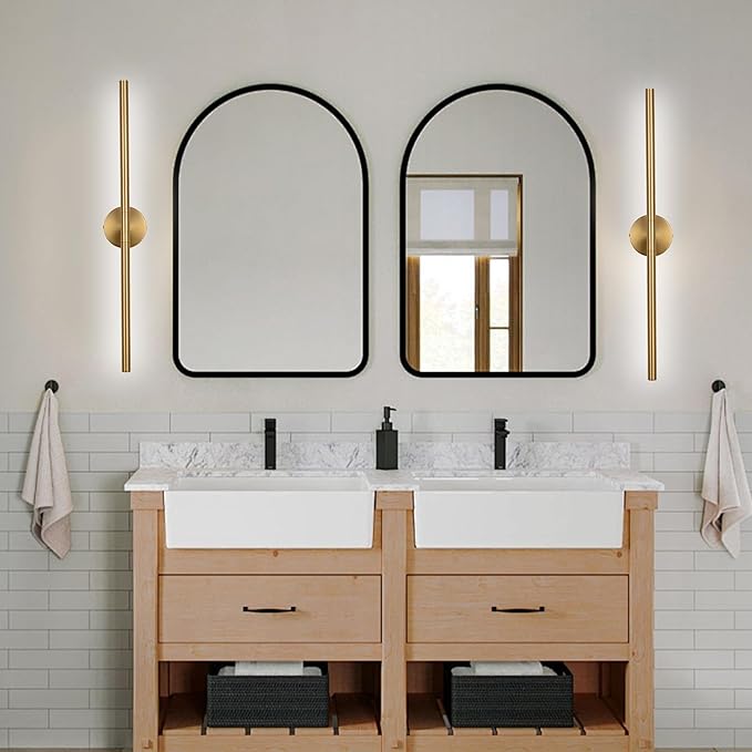 BONLICHT Brushed Brass Vanity Lights 36 Inch Gold Bathroom Light Fixtures 5CCT Dimmable Vanity Light Bar 20W 350°Rotatable LED Bathroom Lighting Over Mirror Modern Wall Sconce for Hallway Powder Room