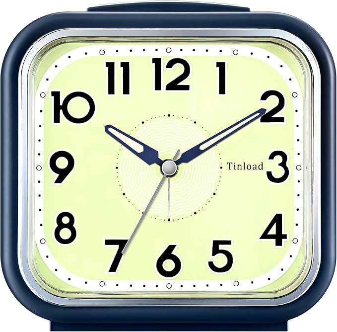 5.5" Large Analog Alarm Clock Silent Non Ticking, Glow in Dark dial, Gentle Wake, Beep Sounds, Increasing Volume, Battery Operated Snooze and Manual Light, Easy Set (Best for Elder)