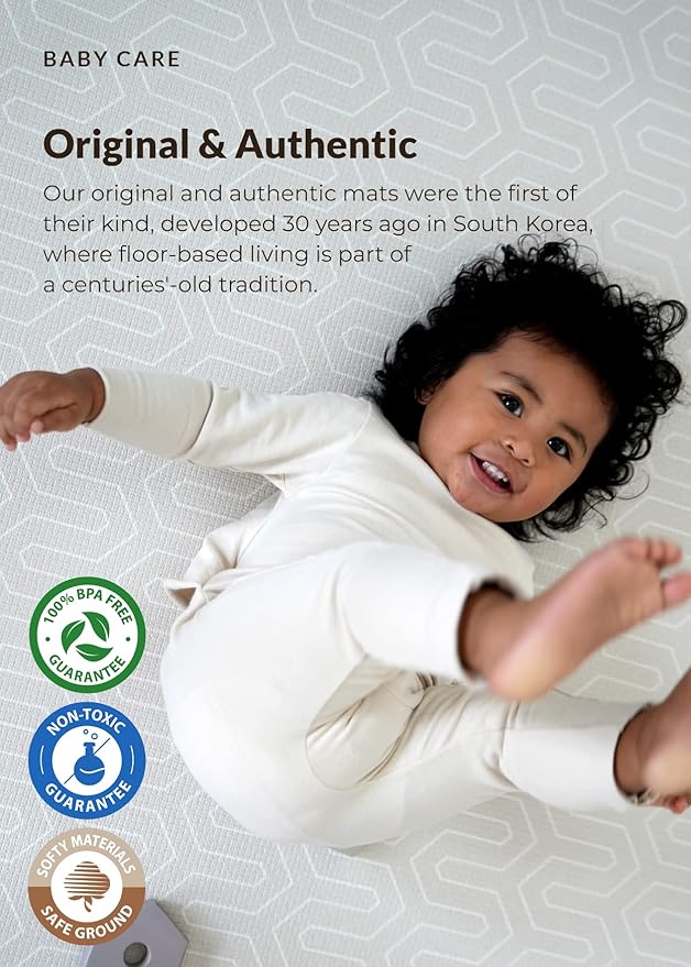 Baby Care Play Mat (Medium, Hygge - Bloom & Entry) 73’’ x 49’’ Original One-Piece Reversible Rollable Waterproof Play Mat for Infants, Babies, Toddler, and Kids