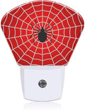 Black Spider Night Light for Kids, White Spider Web LED Night Light Plug into Wall with Dusk to Dawn Sensor for Girls Boys Women Men Room, Hallway, Kitchen, Bathroom, Stairs Decor