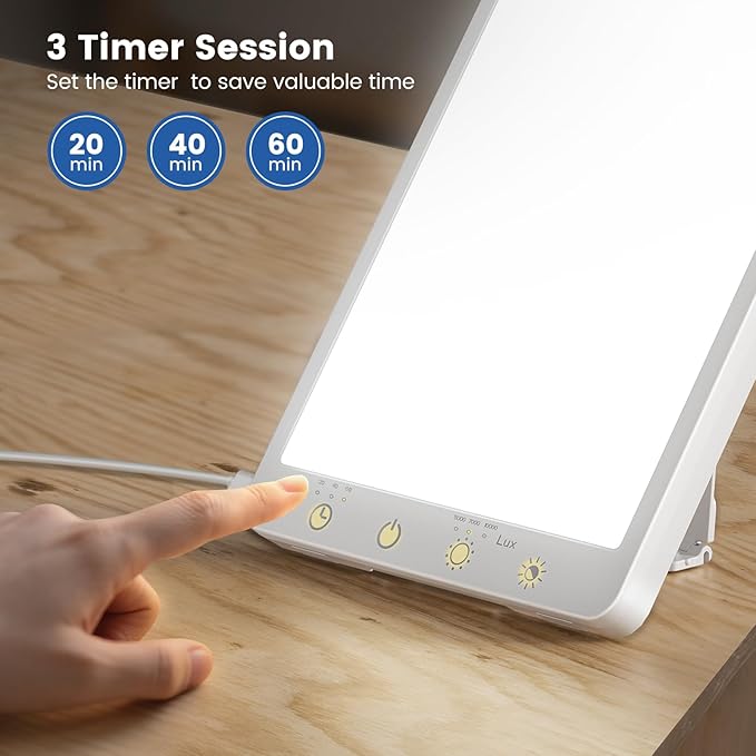 10000 Lux Light Therapy Lamp - 3 Color Modes, Slim Portable Design, Memory Function & Touch Control, Sunlight Lamp for Home Office, Wall Mountable Therapy Light.