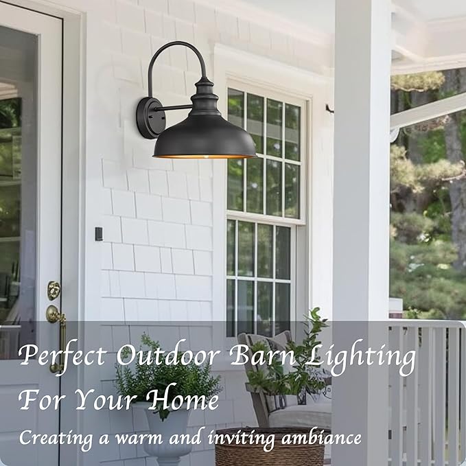 Bestshared Outdoor Barn Lights, 11.4 Inch Dome Outdoor Wall Sconce, E26 Socket Weather Resistant Farmhouse Porch Wall lamp, Anti-Rust Exterior Lighting Fixture for House, Porch,Doorway, Patio, Garage