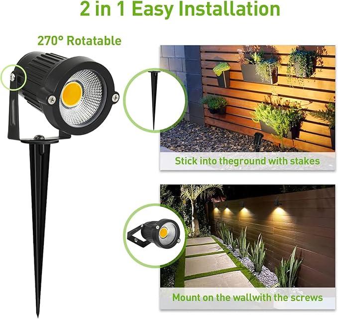 LED Landscape Lights Low Voltage Spotlights Lighting 5W 12V 24V Garden Pathway Lights for Indoors Outdoors Warm White Walls Trees Flags