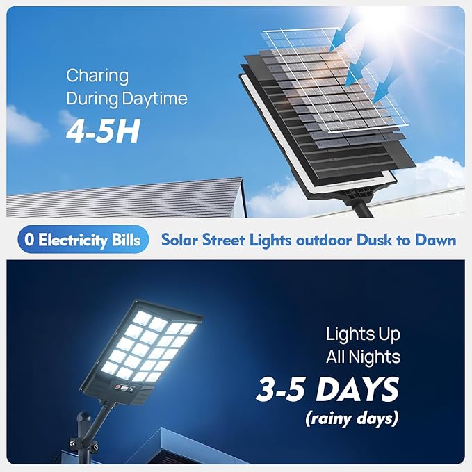 Solar Flood Lights Outdoor, Waterproof Motion Sensor Street Light with Remote Control, Dusk to Dawn Security Lighting for Commercial, Parking Lot, Yard (4 Pack)