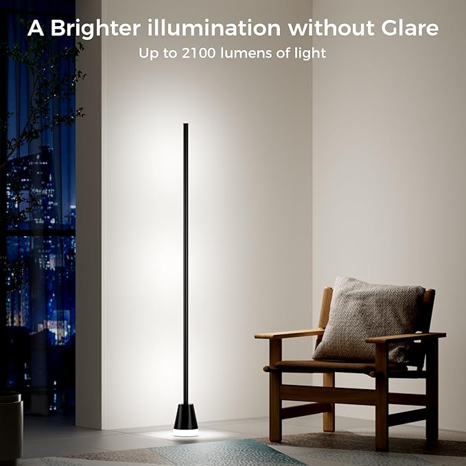 2PCS RGB Corner Floor Lamp, 60 Inch Bright Standing Lamps for Bedroom with APP and Remote Modern Floor Lamp Color Changing Ambience Light with Music Sync and 16 Million Colors