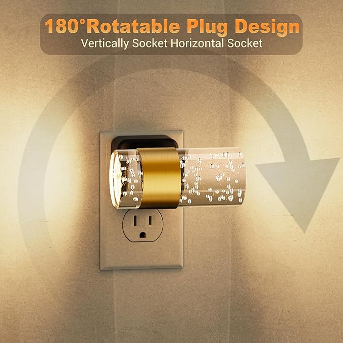 JandCase Night Lights Plug into Wall, Color Changing Night Light,10/50/100LM Adjustable Brightness Nightlight,Amber/3000K/5000K LED Nightlight with Dusk to Dawn Sensor for Home Decor