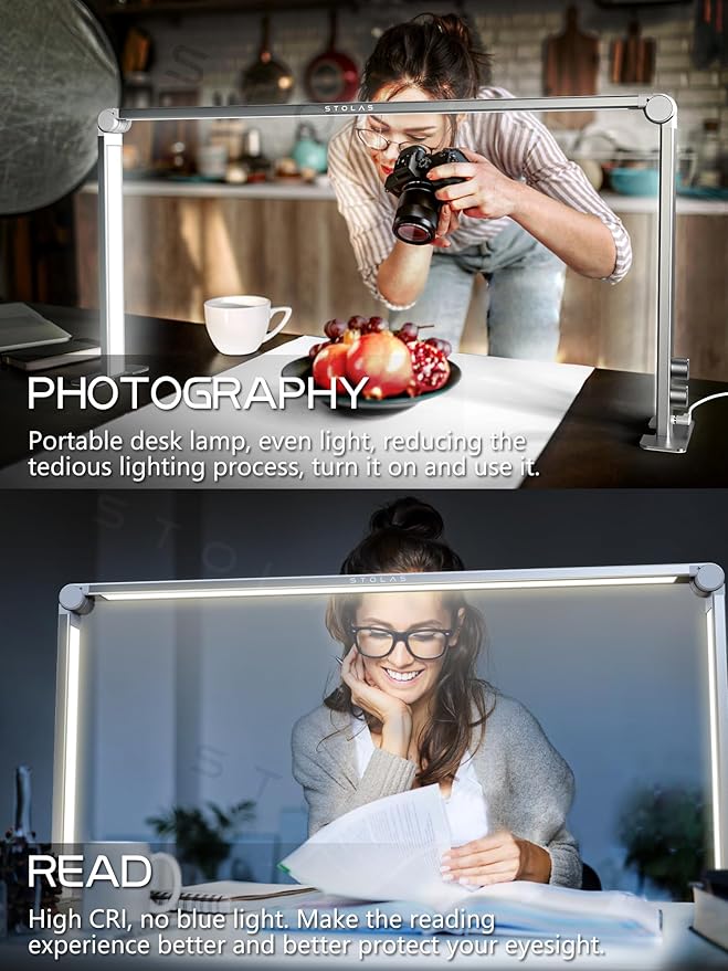 LED Desk Lamp 36W, 4000-6000K Dimmable Table Lamp, 3 Lighting Modes, Square Desk Light for Study, Model Building, Painting, Crafting-White