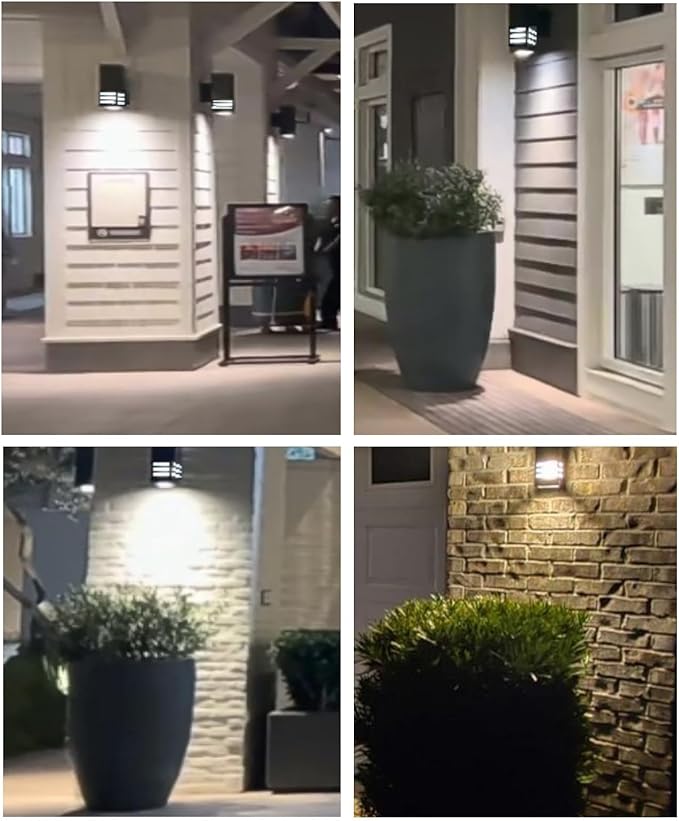 Dusk to Dawn Outdoor Wall Lantern, Exterior Lighting - ETL Listed, Aluminum Anti-Rust Waterproof Wall Mount Rectangular Design – Up/Down Photocell Outdoor Lighting for Porch, Garage or Patio