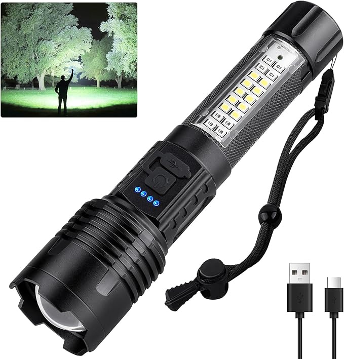 Rechargeable LED Flashlights High Lumens, 99000 Lumens Super Bright Flashlight with 7 Modes & Waterproof, Powerful Handheld Flashlight for Camping Emergencies