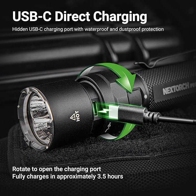 NEXTORCH P91 Tactical Flashlight High Lumens, 5000 Lumens Dual Switch Rechargeable Flashlight with 6 Modes & Strobe & Ceramic Glass Breaker for Night Duty, Breakout Operations, Tactical Training, etc