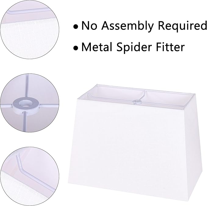 Wellmet Set of 2 Square Lampshade, 12" X14" X10" Replacement Lampshade, No Assembly Required, Classic Modern Lamp Shade for Table Lamp, Bedside Lamp, Floor Lamp, Fabric Lamp Shade, Spider Fitter
