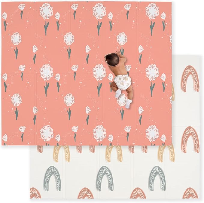 JumpOff Jo Baby Play Mat - Large Folding Foam Play Mat for Infants, Babies, Toddlers, Waterproof, Double-Sided (70" x 59")