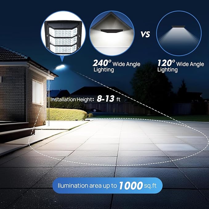 Solar Street Light Outdoor Waterproof, Motion Sensor Solar Powered Light, Dusk to Dawn LED Solar Parking Lot Flood Light for Outside, Yard, Garden, Path-4PC