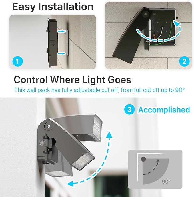 HYPERLITE Wall Pack Led Exterior Light: 100W 13,000LM ETL Listed Cut-Off LED Wall Pack Light - IP65 Waterproof Security Light Commercial and Industrial LED Wall Lights for Parking lot Home Yard
