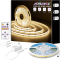 MIWISE COB LED Strip,3000K Warm White 32.8ft/10m,Dimmable Super Bright 24V LED Strip Light,CRI 90+ Flexible Tape Light with RF Remote Timer Function,for Home/Cabinet/Bedroom/TV DIY Lighting Project