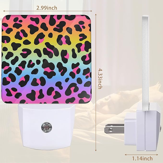 YASHILAIYA Leopard Skin Night Light,Rainbow Neon Night Lights Plug into Wall for Boys Girls Gifts for Stairway Hallway Bedroom 0.5W Nightlight