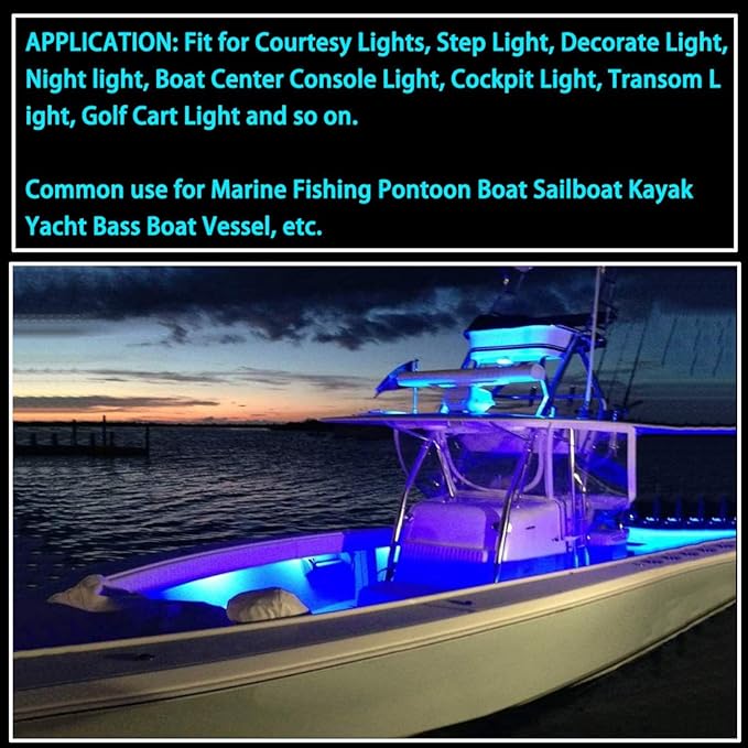 Marine Lights - 6Pcs Waterproof LED Interior Lights for Yacht, Fishing Boat, Kayak & More, 12v