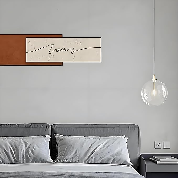 Minimalist Transparent Glass Ball Pendant Light in Gold Finish, Height Adjustable G4 LED Ceiling Haning Light for Dining Room & Living Room (15CM)
