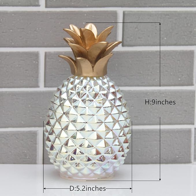Mercury Glass Pineapple Lamp with Timer.Pineapple decortions Lights,Glass Table lamp,Battery Operated Led Night Light. Pineapple Decor for Kids Room,Bedroom,Home Decoration (Colorful Pineapple)