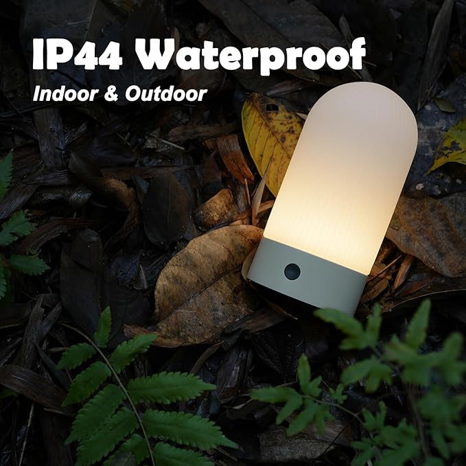 Battery Operated Shower Lamp Waterproof, Small Portable Cordless Table Lamp Rechargeable, Touch Dimmable Mood Light for Home/Patio/Dining/Outdoor (Black)