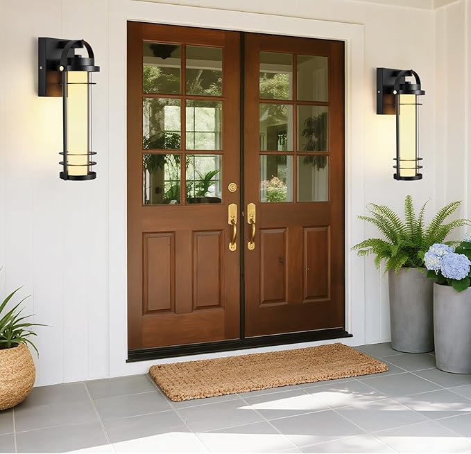 Outdoor Wall Lantern, Dimmable Wall Lights Fixture with 5 Color Temperatures, 15" Modern LED Sconce Waterproof Porch Lighting with Clear Glass for House Garage Doorway Patio, 1Pack