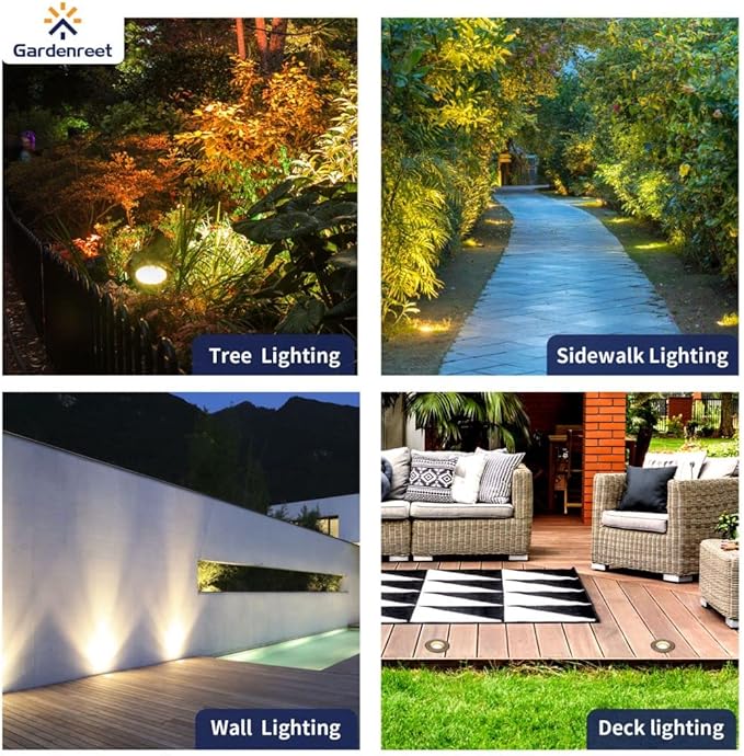 Gardenreet LED Well Lights Brass - In-Ground All Weather Replaceable Bulb Low Voltage Lighting, 12V Wired Light, Antique Bronze for Pathway Outdoor Lawn with 2700K Warm White MR16 Bulb