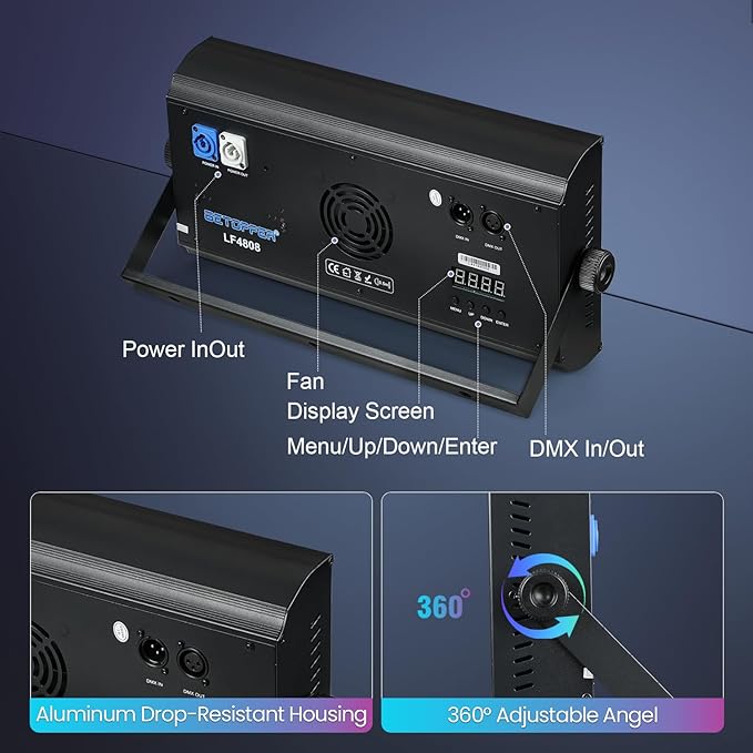 Betopper LF4808 260w Matrix Strobe Effect Lights, Wash Strobe and Blinder Stage Lights, Pixel Mapping & Zonal Control Effects Stage Lighting, Uplights DMX Dj Lights for Party Wedding Club Bars Show,2S