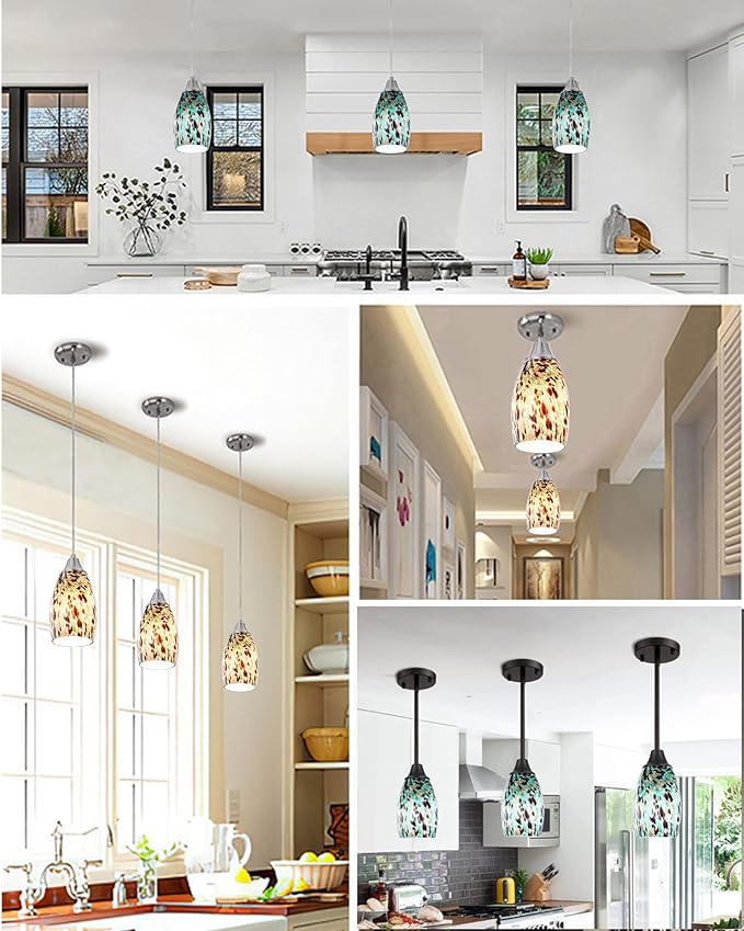 Oval Glass Lamp Shade Only Art Turquoise Glass pendant light shade replacement for Kitchen Island pendant Lights Ceiling Lights Chandelier Table Lamp Glass Cover Replacement (Malachite green)