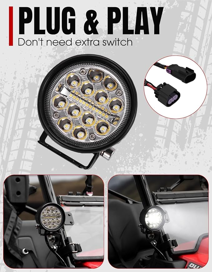 A & UTV PRO A-Pillar LED Pod Lights for Honda Pioneer 1000-3 1000-5 1000-6 2016-2025 Accessories, Front Auxiliary Lights with Mounting Bracket & Wiring Harness Kit, Plug and Play, 2PCS