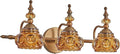 Vintage Bathroom Vanity Light Fixtures, 3-Light Brass Vanity Wall Light Over Mirror with Amber Glass Shade for Bathroom Bedroom Living Room