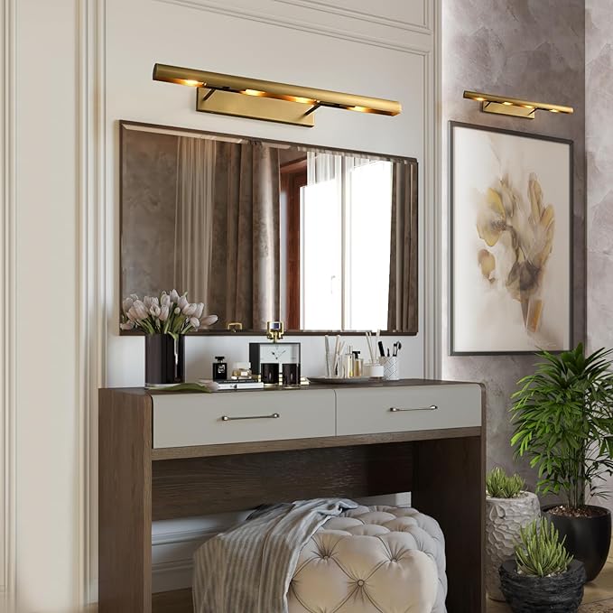 Hardwired Rotatable Brass Picture Light – Gold Wall Art Light for Paintings, Portraits & Photo Frames, Wall-Mounted LED Lighting for Artwork Display (Brushed Brass, 24 in-Picture-Light)