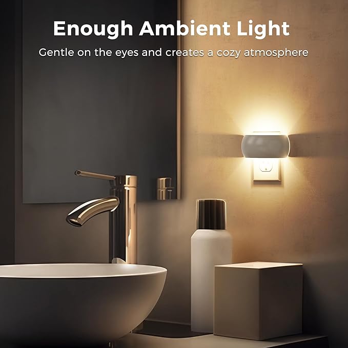 L LOHAS LED Night Light, Backlit Night Lights Plug into Wall, Auto Dusk to Dawn Sensor, 0-100LM Dimmable Night Light, LED Plug in Sleep Nightlight for Kids, Bathroom, Bedroom, Hallway, Stairs, 1 Pack