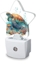 Sea Turtles Night Light,Fish Plug-in Dusk to Dawn Smart Sensor Nightlight for Bathroom Bedroom Hallway Kitchen Stairs Energy Efficient Decor Desk Lamp
