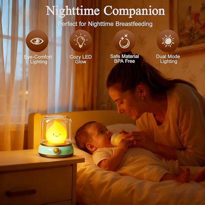 Cute Kids Night Light for Nursery - Retro Rechargeable Light with Timer, Cozy Desk Lamp Gift for Kids, Toddler & Mom | Desk Accessories (Green)