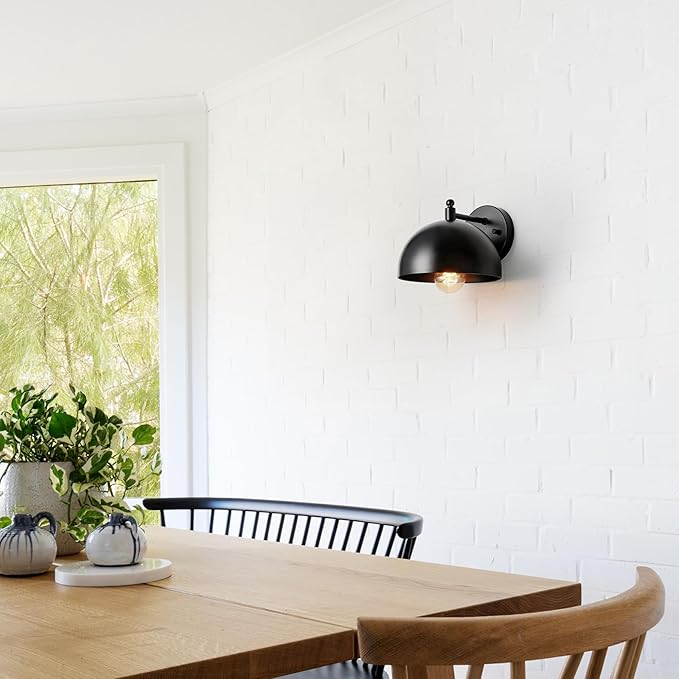 GLOBE Electric 65000047 1-Light Wall Sconce, Matte Black, Wall Lights for Living Room, Bedroom, Den, Mounted Bedside Lamp, Apartment Essentials, Dimmable, Lights for Apartment and Rentals