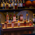 LED Liquor Display Shelf, Freestanding Bar Cabinet with 2-Tier Adjustable Glass Shelves, Modern Floor Standing Wine & Spirit Storage Rack for Home Bar, Restaurant