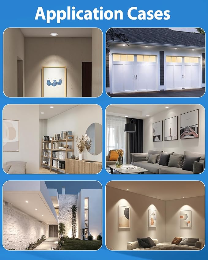 4 inch LED Gimbal Recessed Light, 9W 750lm Eyeball Sloped Ceiling Task Lighting, Soffit Wafer Indoor Directional Lighting, 90° Tilt and 360° Rotation Recessed Lighting 4 inch White 12Pack