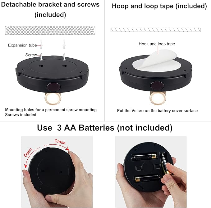 Spotlight Battery Operated, Wireless LED Puck Light, Dimmable Accent Spot Light for Plant Tree Indoor, Stick Uplighting for Display Photo Dartboard Painting Artwork Gallery Portrait, 2 Pack