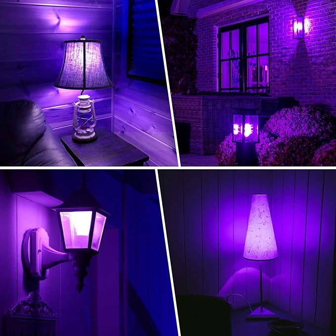 Orange Purple Light Bulbs - [ 4 Pack ]- 9W（60W Equivalent） E26 Base LED Halloween Light Bulb for Festivals Party Halloween Christmas Bar Events Home Decor