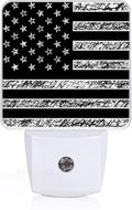 Black White American Flag Night Light, Plug-into USA Flag Nightlight White LED Lamp, Energy Efficient Decor Desk Lamp for Bedroom Hallway Stairs Bathroom