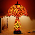 Tiffany Lamp Stained Glass Table Lamp 12X19 Inches Mother Daughter Vase Desk Accent Night Light for Bedroom Bedside Reading Home Antique Style(Wisteria Red Orange)