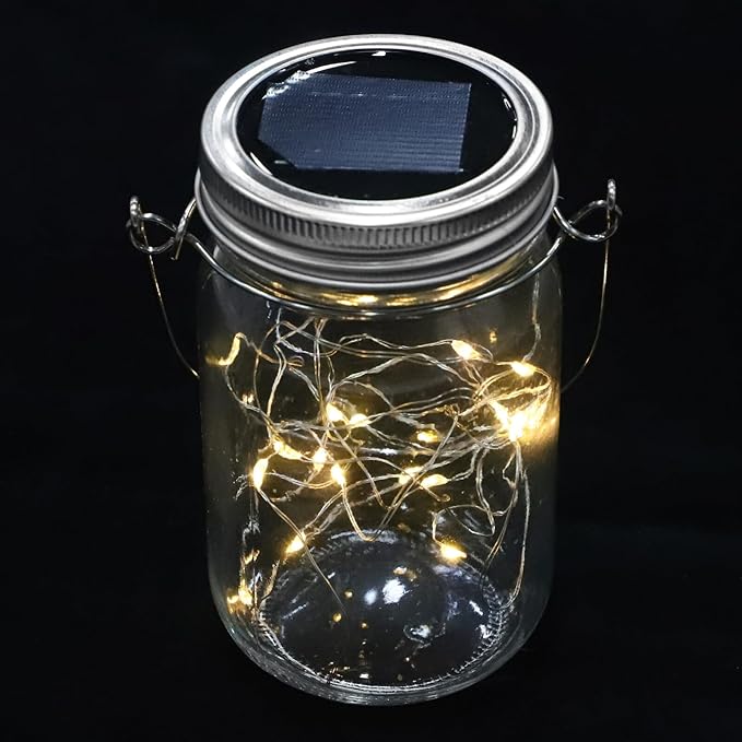 Solar Jar Bottle String Lights Outdoor Decorative Solar Can Lights for Patio Garden Party Lighting, Romantic Waterproof LED String Lamp for Backyard and Events