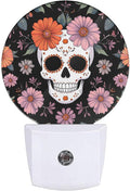 EKOBLA Floral Skull Night Lights Plug into Wall Skeleton with Flowers LED Dusk to Dawn Plug-in Nightlights Auto Sensor for Men Women Boys Girls Home Indoor Bathroom Hallway Kitchen