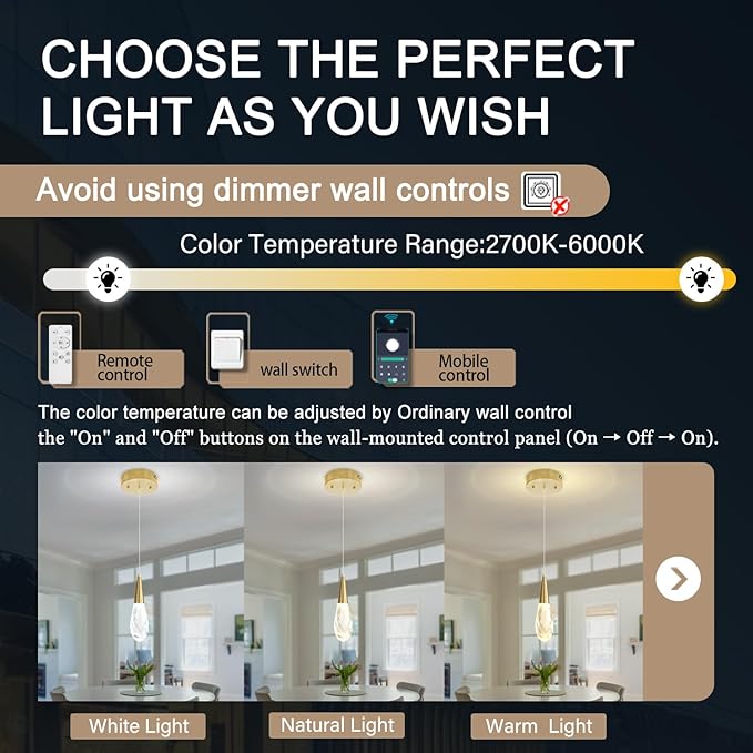 Pendant Light Kitchen Islan Gold Mini Crystal Chandelier Modern Hanging Light Fixture for Dining Room, Living Room,Bedroom, Foyer（3-Pack）