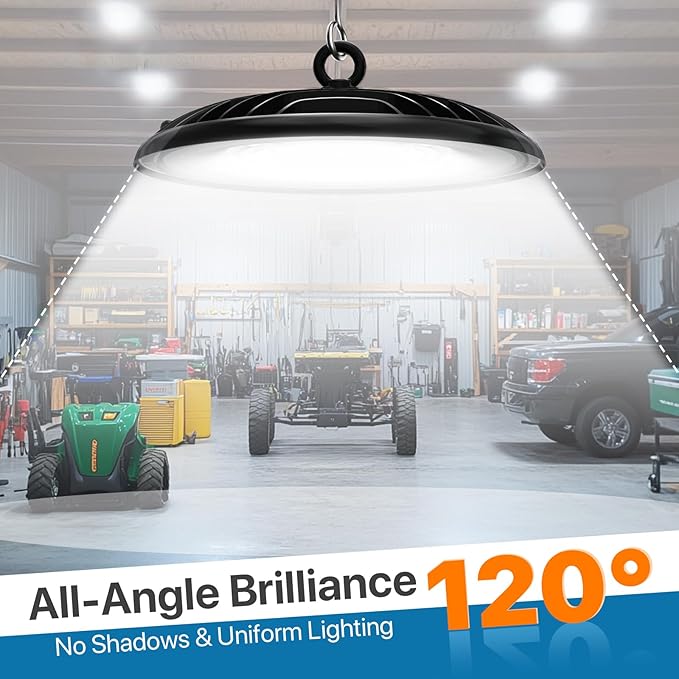 HYPERLITE UFO High Bay Lights Commercial: 2-Pack 230W High Bay LED Shop Lights for Workshop - Waterproof UFO Light for Damp Places and Harsh Environments