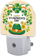 Happy St. Patrick's Day Night Light for Kids,Green Clover Hat and Coins Night Light Plug in with Dusk to Dawn Sensor, 0.5w Energy Saving Sleep Friendly Nightlight for Hallway Stairway Kitchen Bedroom