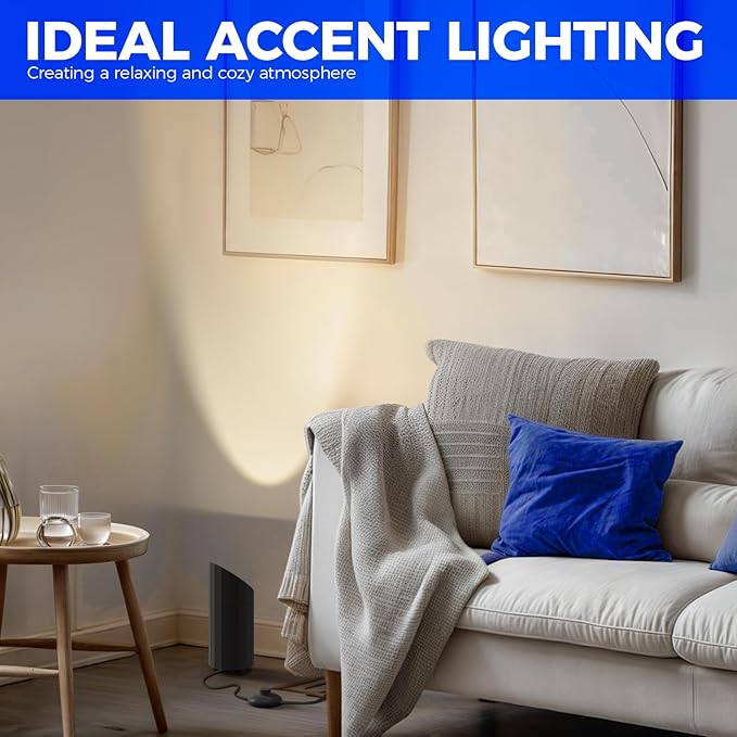 Barrina Uplighting Indoor Spotlight, 2 in 1 Detachable Up Lights Indoor Floor Can Light with 3000K GU10 Bulb, LED Spot Lights for Plant Picture Home, 6.56FT Plug Cord & Foot Switch,2 Packs